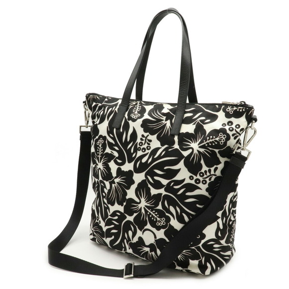 Prada Handbags - Prada Nero Bag Nylon Hibiscus Leather 2WAY Flower Shoulder Black